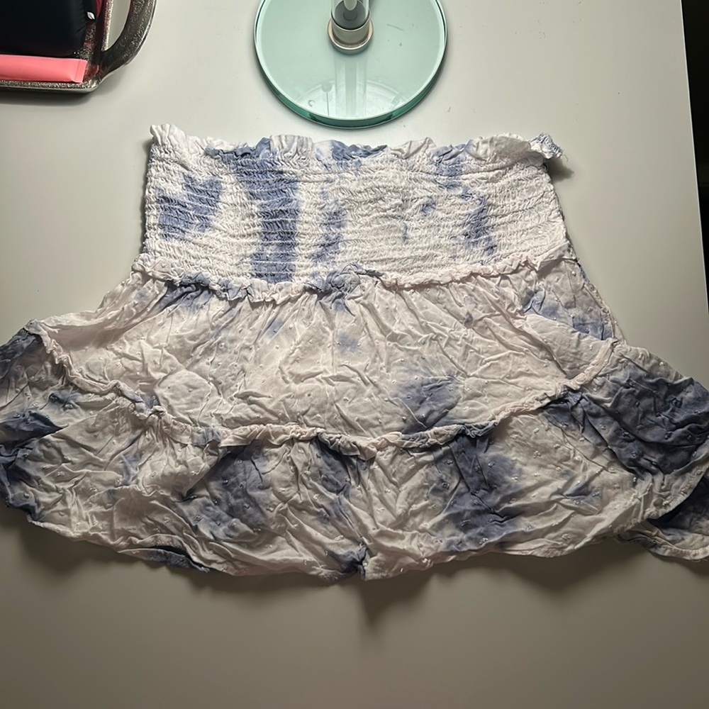 Blue and White Cotton Candy Ruffled Skirt Vintage Havana